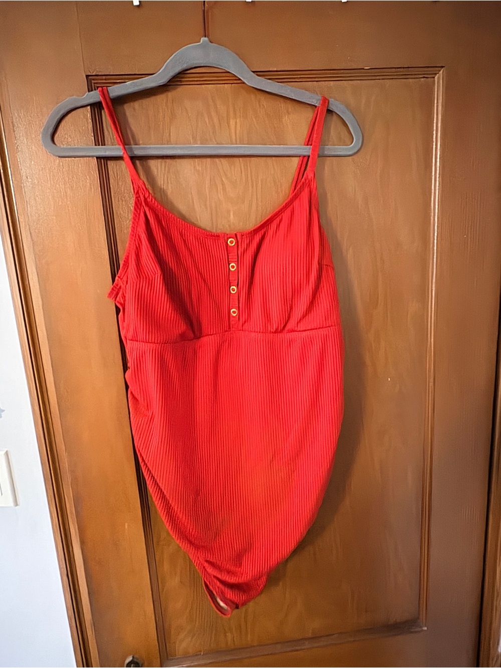 Red Ribbed Maternity One-Piece Swimsuit